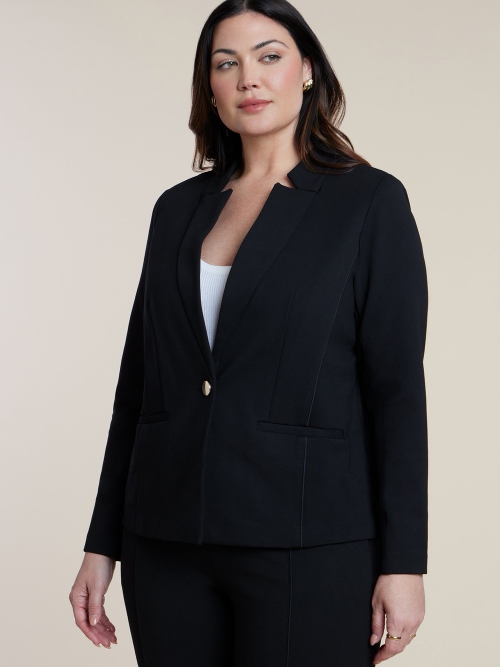 Eloquii Black Single-Button Notched Lapel Blazer